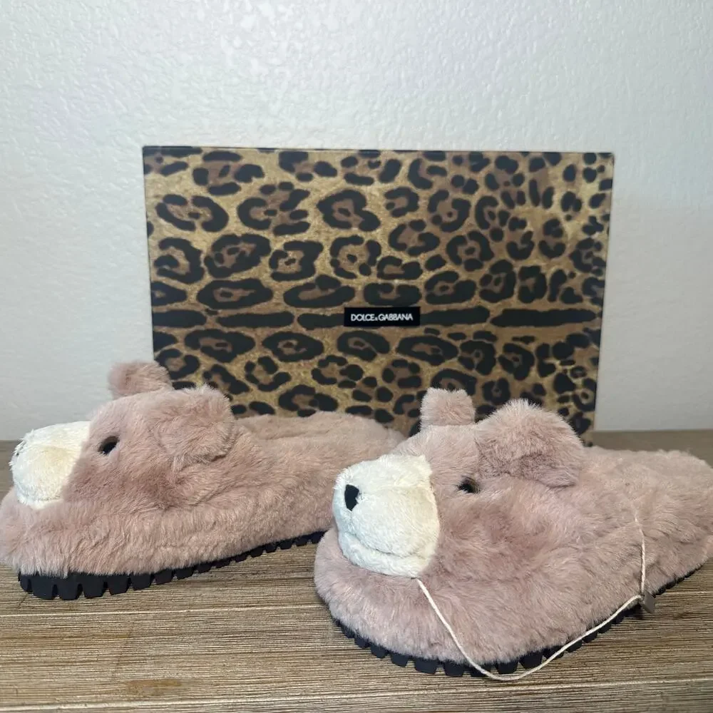 Dolce and Gabbana Pink Bear Slides, Slippers,  Christmas‎ Gift, EU 35 US 4.5-5